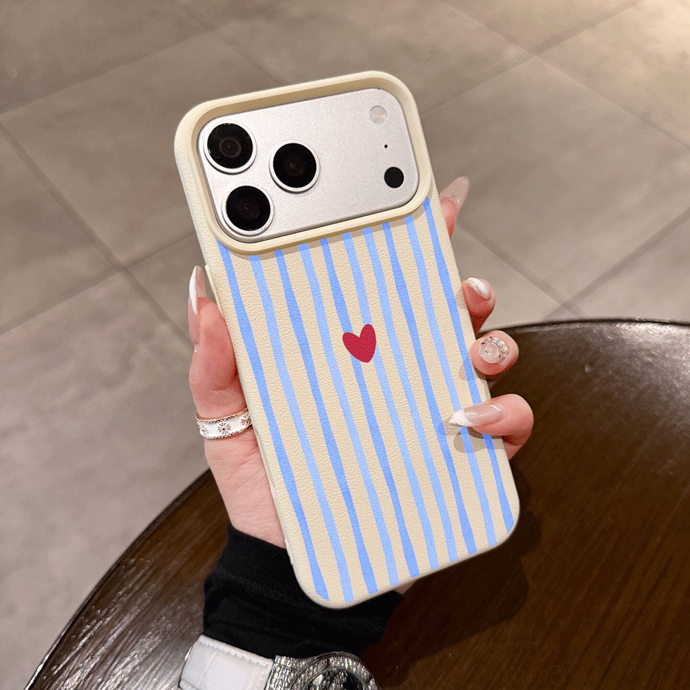 Phone Cases Rugged - جراب هاتف بتصميم خطوط عمودية وقلوب