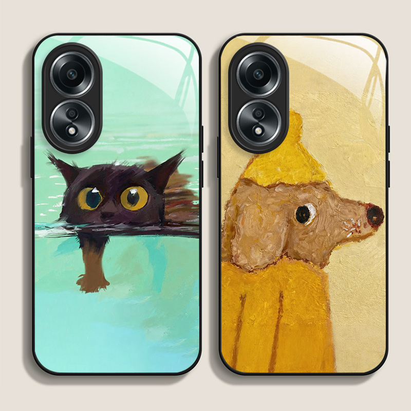 Phone Cases Oppo - غطاء هاتف من الزجاج المقوى بتصميم