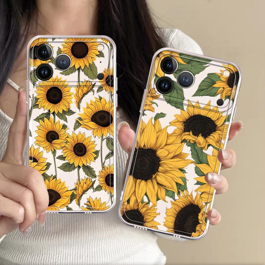 Phone Cases Cute - غطاء هاتف شفاف بنمط دوار الشمس