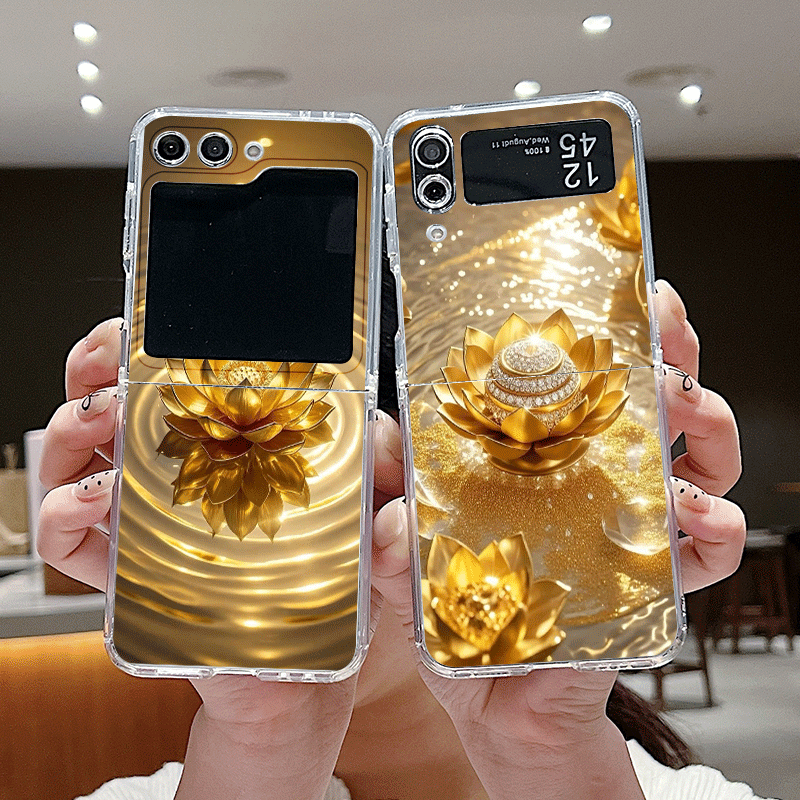 Phone Cases Z Fold 6 - الإبداعية الذهبي لوتس زهرة نمط قضية
