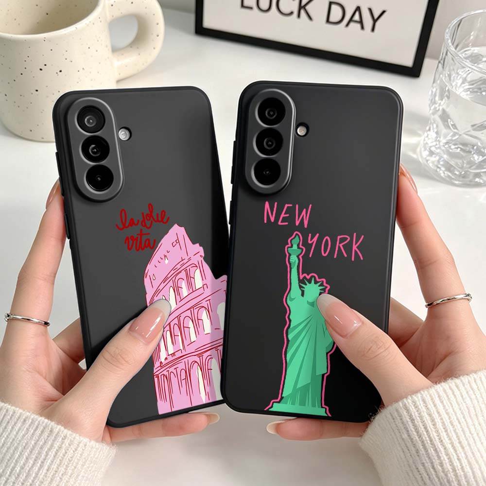 Phone Cases York - غطاء هاتف أسود بتصميم الكولوسيوم ونيويورك