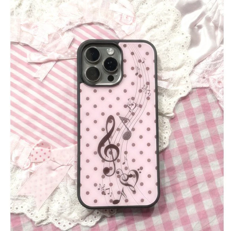 Phone Cases Girls - غطاء هاتف كوري بنمط النقاط الوردية