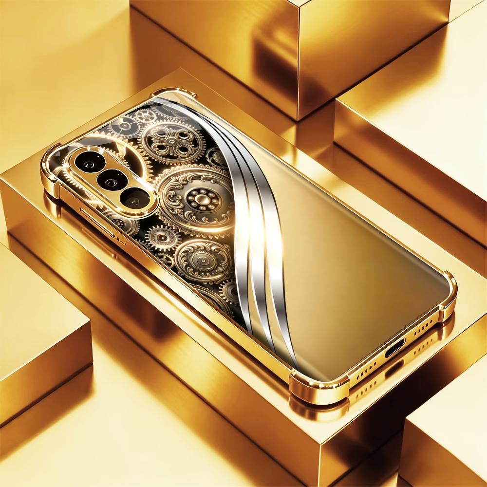 Phone Cases Quad Lock - جراب هاتف ذهبي عتيق مزخرف بتصميم