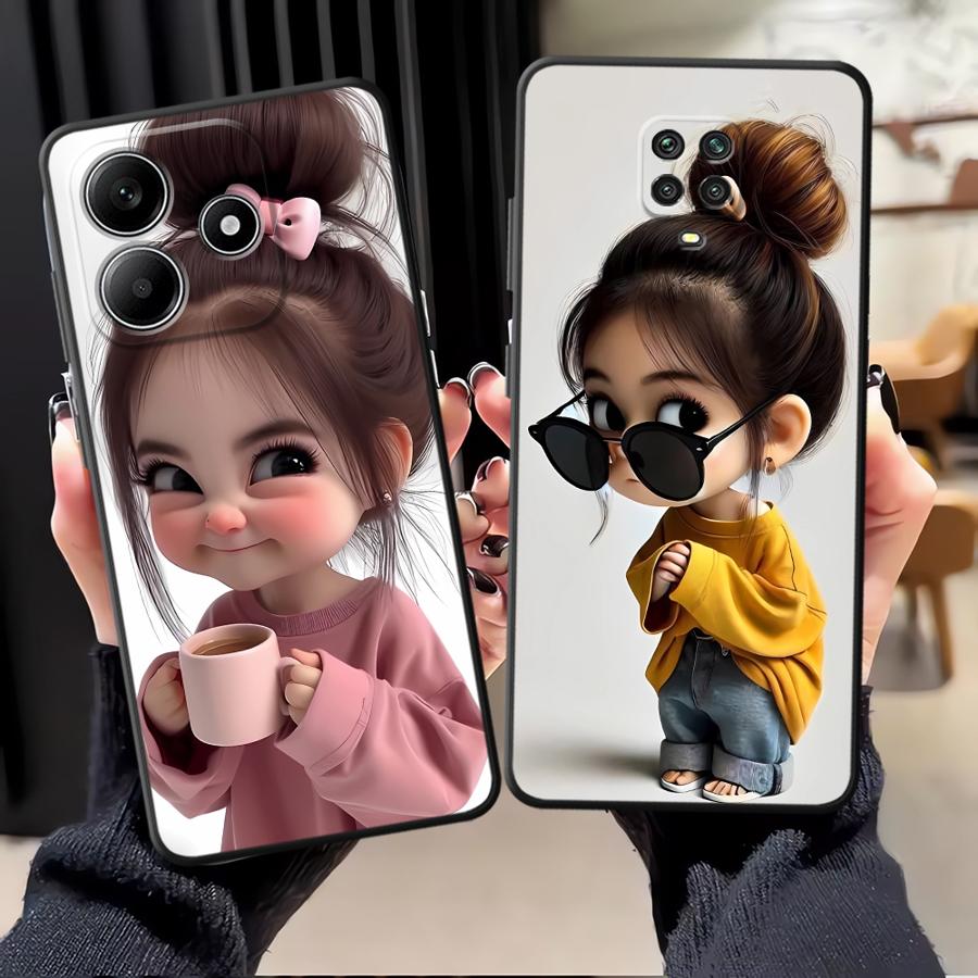 Phone Cases Girls - غطاء هاتف بنمط فتاة كرتونية لهواتف