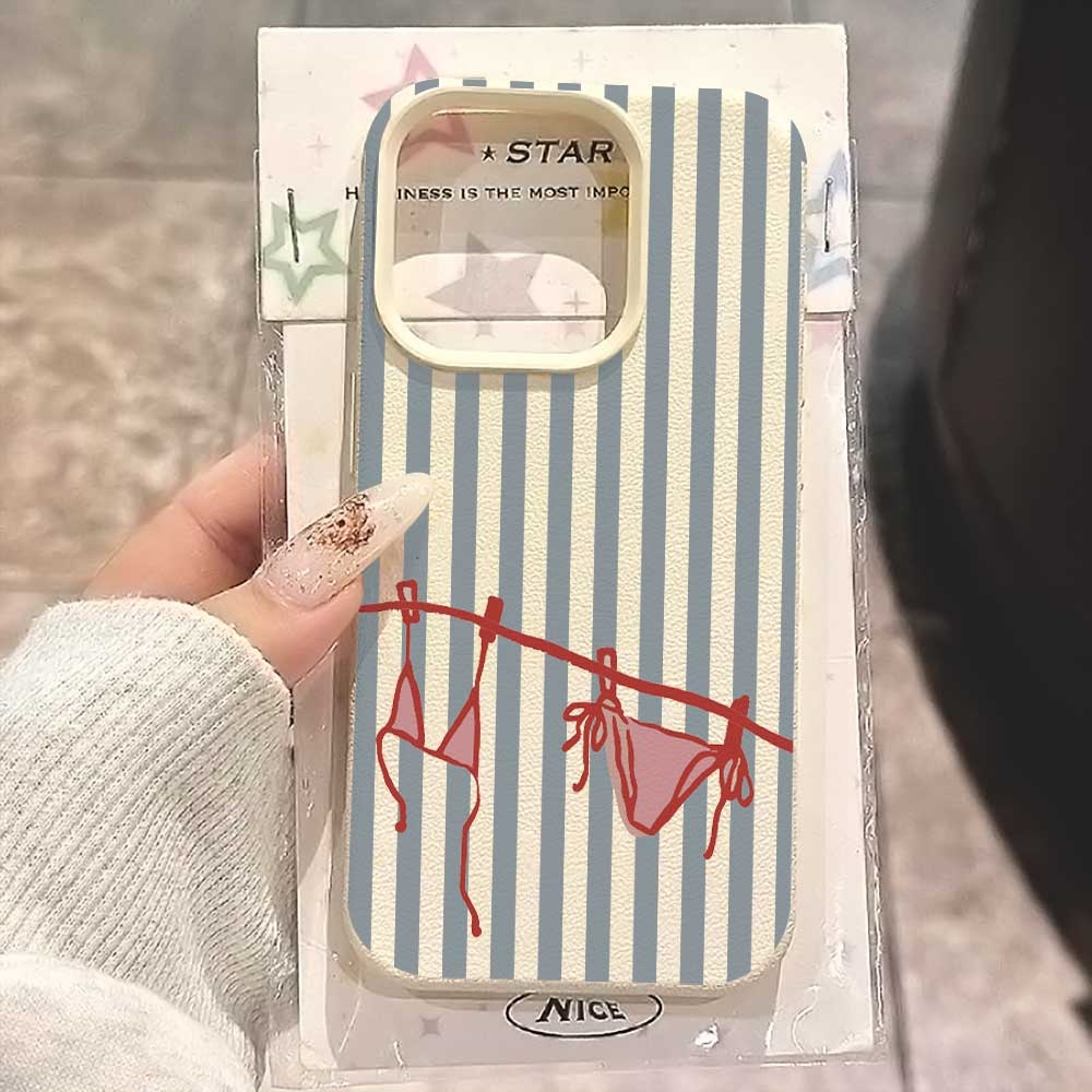 Phone Cases Rugged - غطاء هاتف بتصميم بيكيني مخطط باللونين