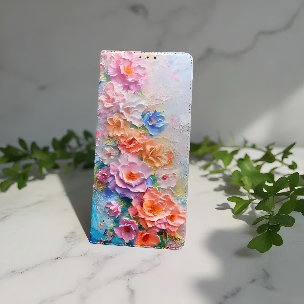 Phone Cases Galaxy S24 - جراب محفظة جلدي مغناطيسي مطلي بتصميم