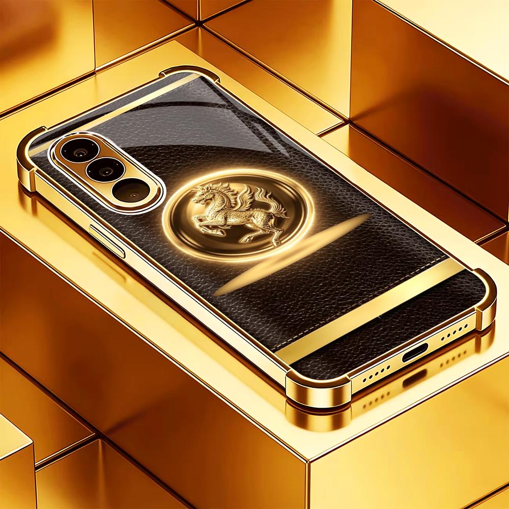 Phone Cases Quad Lock - حافظة هاتف فاخرة بلون ذهبي بني
