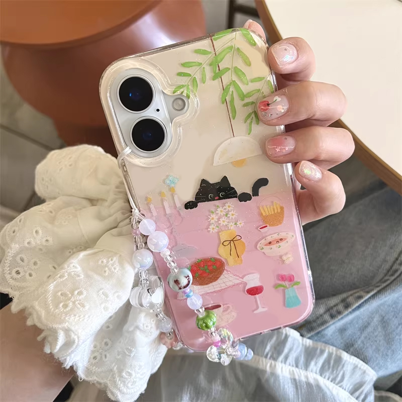 Phone Cases Girls - جراب هاتف بتصميم قطة سوداء صغيرة