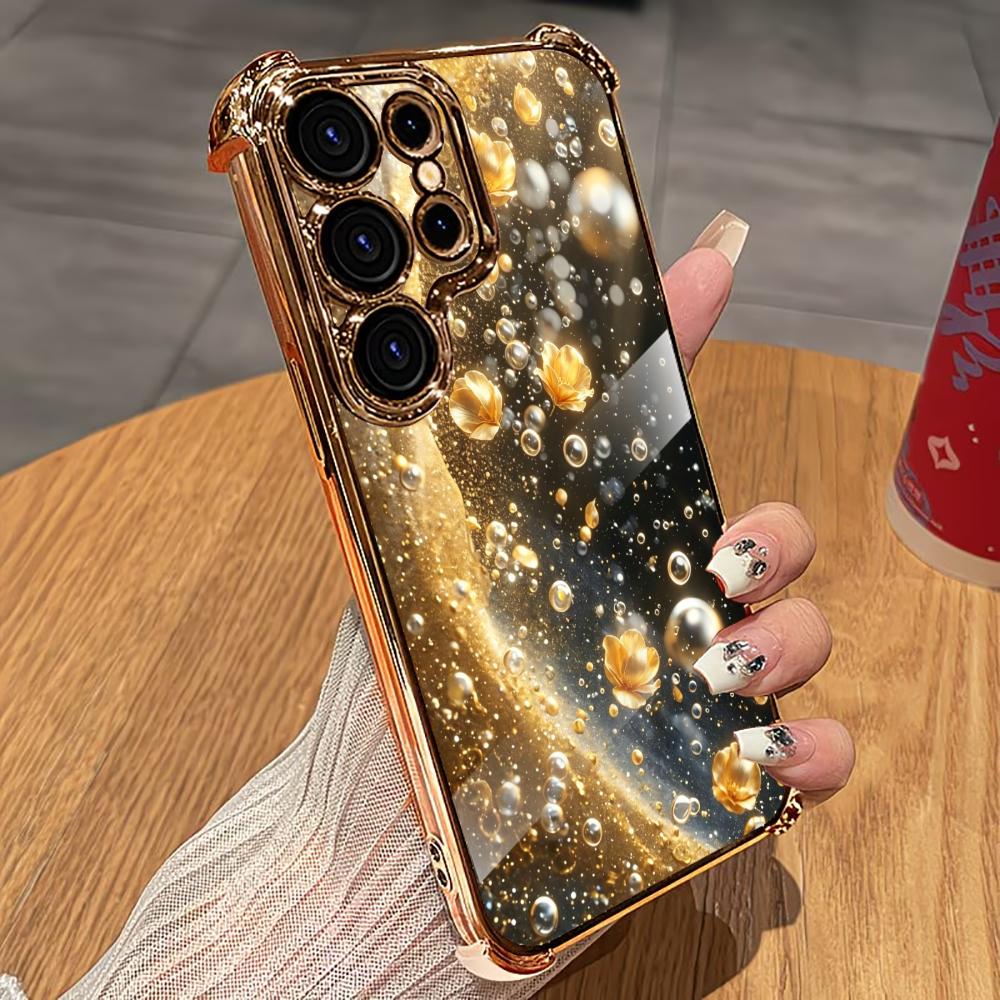 Phone Cases Quad Lock - جراب هاتف فاخر بتصميم زهرة ذهبية