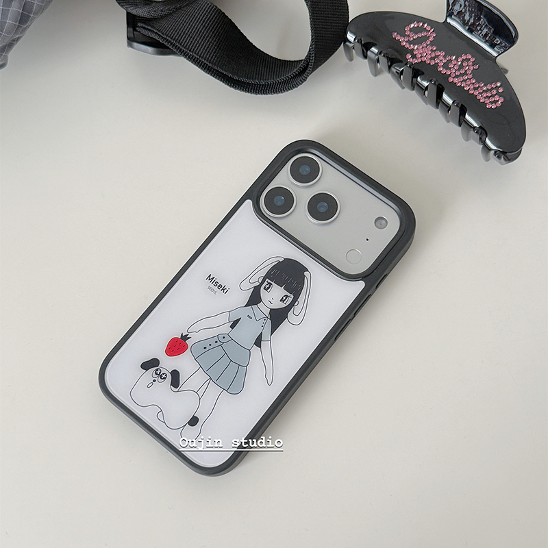Phone Cases Girls - جراب هاتف كوري بتصميم فراولة وكلب