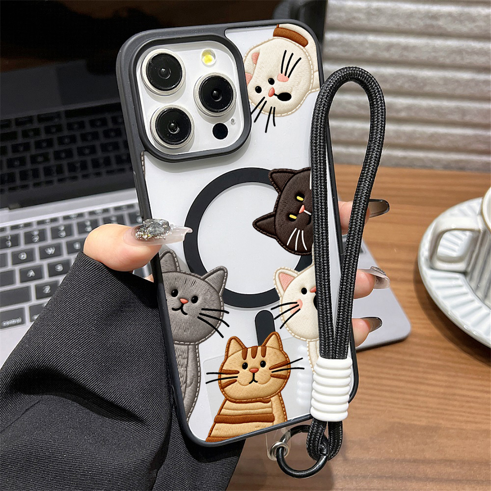 Phone Cases Cute - غطاء هاتف لطيف بتصميم قطة مطرزة