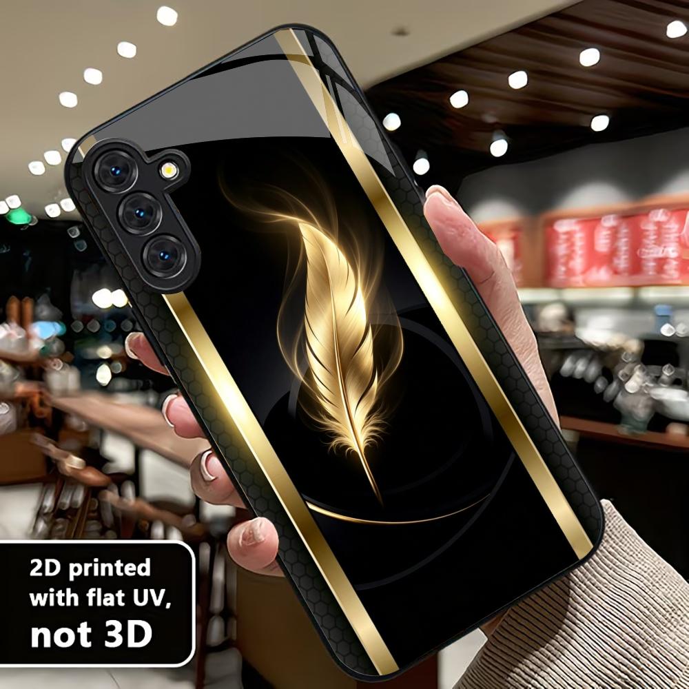 جراب هاتف ذهبي لامع بتصميم ريش - مراجعة Phone Cases Quad Lock وسعره