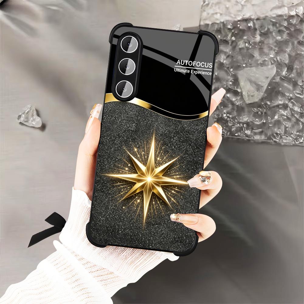 جراب هاتف أسود لامع بنجمة ذهبي - مراجعة Phone Cases Quad Lock وسعره