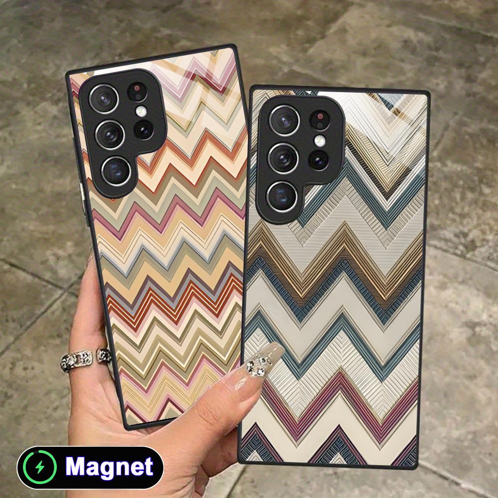 غطاء هاتف عصري بنمط موجي مخطط  - مراجعة Phone Cases With Magnet وسعره