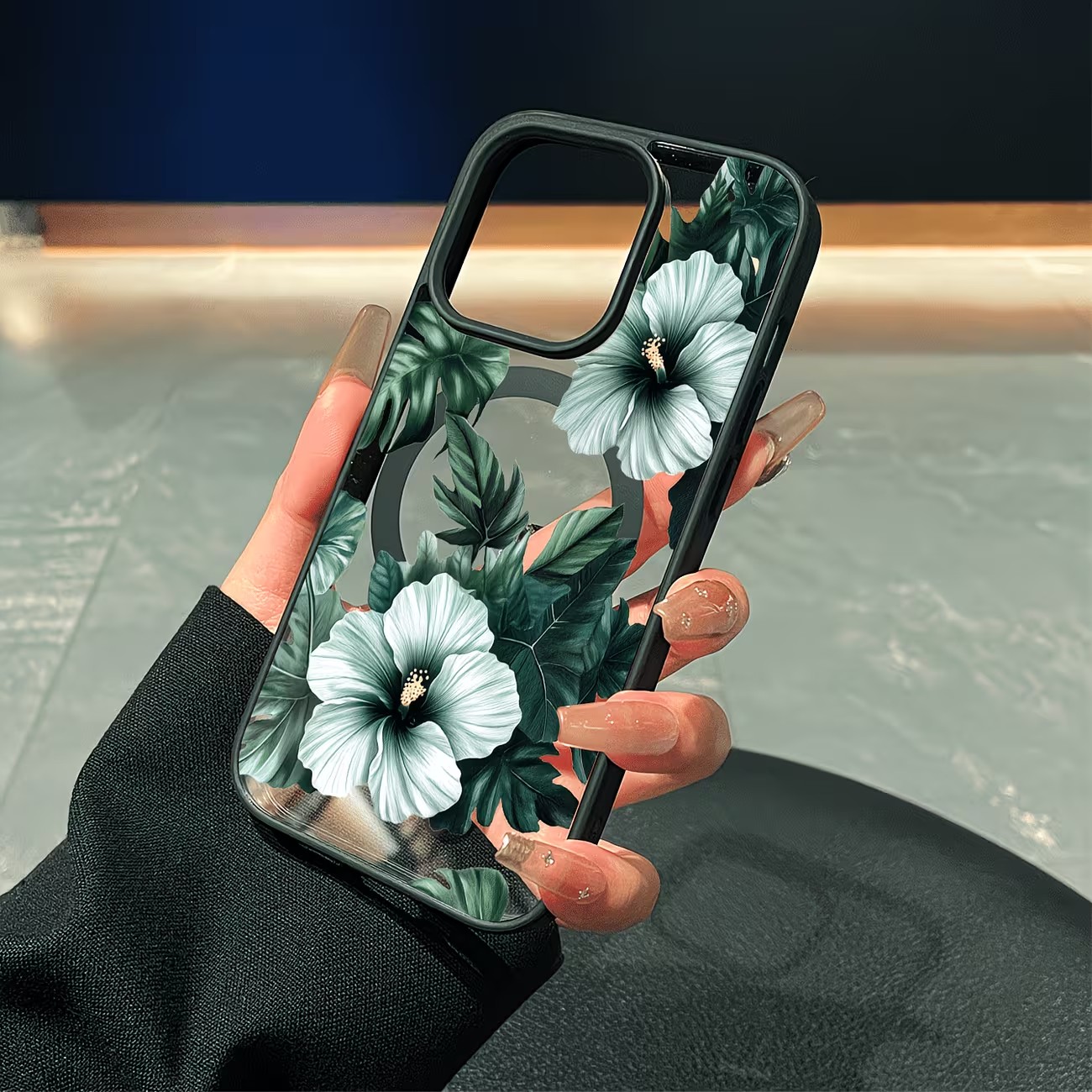 غطاء هاتف شفاف بتصميم زهور خضر - مراجعة Phone Cases With Magnet وسعره