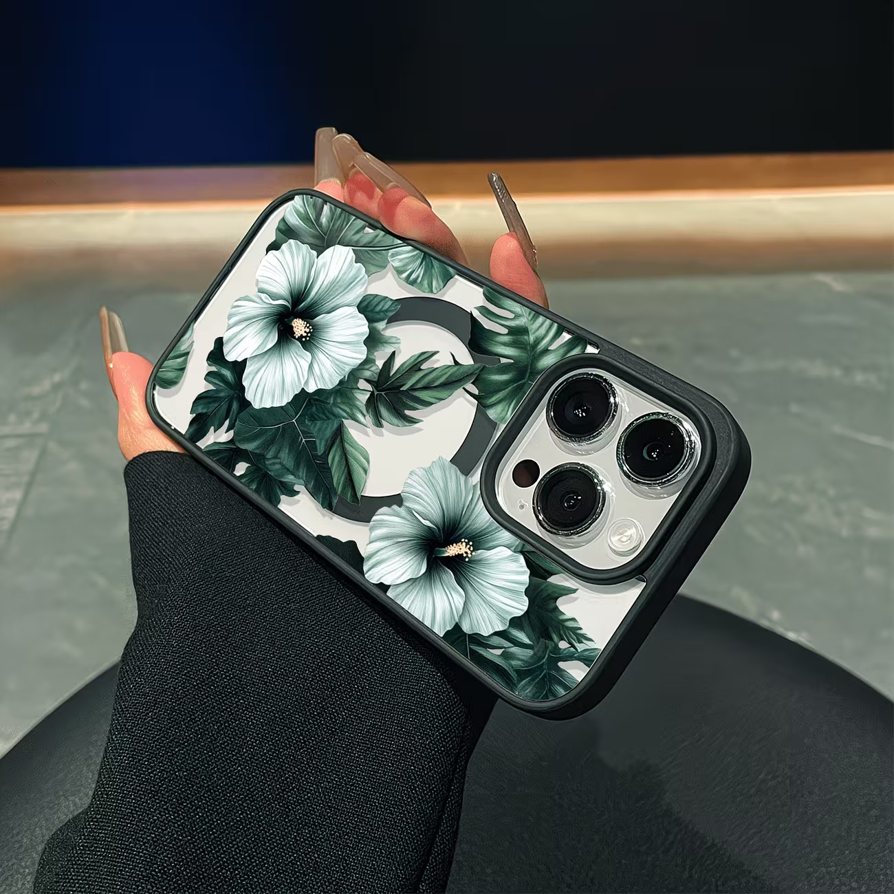 غطاء هاتف شفاف بتصميم زهور خضر - مراجعة Phone Cases With Magnet وسعره